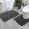 Luxe Home Polyester Newman Contour Bath Mat Set of 2 (Arabic Coffee 45x75 cm & 40x45)