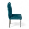 Oliver wood Dining Chair in Turquoise Sea Velvet Upholstery with SILVER FINISH