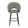 Doe Buck Faux Leather Counter Height Bar Stool in Sage Colour with Black Legs