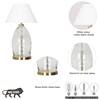ELVORA Diamond Cut Clear Glass Table Lamp with Brass Base