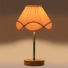 Devansh Off-White Cotton Vintage  Lamp With Natural  Wood Base  & Steel Pipe  (12X19.25)