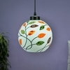 Floral Design Glass Electric Hanging Light in White Colour