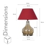 INGRAM Smoke Glass and Metal Table Lamp With Maroon Cotton Shade