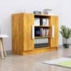 Hexa Red Bookshelf Engineered Wood Display Cabinet with Storage in Giant Wood Colour