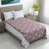 White And Plum Shade Floral  Cotton 400 Tc  Flat  Single Bed Size Bedsheet With 2 Pillow Covers