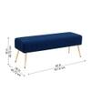 Doe Buck Upholstered Bench in Blue Colour with Channel Stitching and Gold Legs