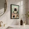 The Castle Decor Funny Black Cat Reading Newspaper Bathroom Wall Art 8x12 Inch