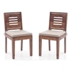 Capra Solid Wood Dining Chair in Teak Finish & Wheat Brown Colour - Set of 2
