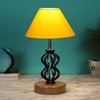 Alexandria Yellow cotton Table lamp with Wood & Iron Base