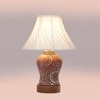 Devansh Off-White Cotton Shade Cross Pleated Lamp With Wood & Mosaic Glass Base For Decoration/Office/Home/Gifting/Study For Decoration/Office/Home/Gifting/Study