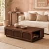 Alderley Sheesham Wood Arched Fluted Coffee Table in Walnut Finish