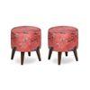 Serenity Solid Wood  Ottomon in  Red Colour