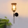 Devansh Metal Electric Wall Light in black Colour with Lavender Shade Count of 1 Light