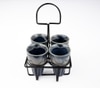 Dark Blue Kulhad Caddy Ceramic Cup Set – Set of 4