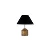 Isabel Black Fabric Shade Table Lamp with Natural Wooden Base