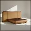 Elowen Softline King Size Bed in velvet With Oak wood Frame & Hydraulic Storage