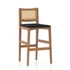 Weber Solid Wood Bar Stool (Amber Walnut Finish, Deep Blue Colour)