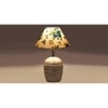 Multicolor cotton with White Brushed Wood Table Lamp -1