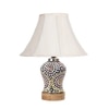 Devansh Off-White Cotton Shade Lamp With Wood & Mosaic Glass Base For Decoration/Office/Home/Gifting/Study For Decoration/Office/Home/Gifting/Study