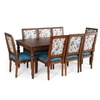 Globally Indian Sheesham Wood Turning Leg 8 Seater Dining Table Set With 8 Solid Wood Upholstered Chairs �  In Blue Color