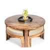 Nashville Sheesham Wood 4 Seater Coffee Table Set In Teak Finish