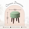 Botanic Fabric Wooden Ottoman in Green Color Set of 2