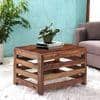 Kingsville Sheesham Wood Contemporary Square Coffee Table In Natural Teak Finish