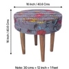 Nayla Solid Wood Stool in Bird Print Grey Kantha Fabric