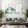 The Castle Decor Lotus Wall Painting Wooden Framed 27x48 Inch (Style 3)