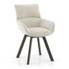 Dane Solid Wood Dining Table 6 Seater with 6 Bren Swivel Dining Chairs (Colour: Ivory)