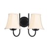 Devansh Dual Black Metal  Wallmounted Lamp With Cotton Off-White Shade