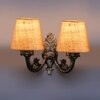 Devansh Metal Electric Wall Light in Antique Gold Colour with Beige Shade Count of 2 Lights