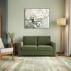 Apollo Compact 2 Seater Fabric Sofa in Moss Green Colour