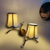 Devansh Metal Electric Wall Light in Gold Colour with off-white Shade Count of 2 Lights