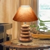 Devansh Grey  Cotton Table Lamp With Wood  Pebble Lamp  (10X10X15) Inches