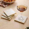 White Marble Square Coaster with Gold Foil, 4.5-inch Large Size