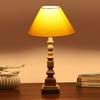 Devansh Yellow Cotton Table Lamp With  Wood Natural Base (10X10X21 Inches)-31