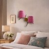 Devansh Metal Electric Wall Light in Gold Colour with Pink Shade Count of 2 Lights