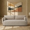 Cozychic Wood 3 Seater With Upholstery Non Storage Sofa In Beige Colour