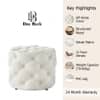 Doe Buck Briana Velvet Tufted Ottoman Cube in Off White Colour
