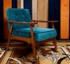 Armari Solid Wood Arm Chair in Blue Color