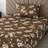 Vera Coffee Floral 290 TC Cotton Flat Single Size Bedsheet with 1 Pillow Cover – Threads