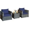 Carry Bird Wicker Patio Furniture Outdoor Balcony Chairs In Grey Mix And Navy Blue Colour