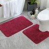 Luxe Home Polyester Newman Contour Bath Mat Set of 2 (Maroon 45x75 cm & 40x45)