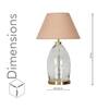 ELVORA Diamond Cut Clear Glass Table Lamp with Brass Base Beige Shade