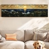 Japanese Nihonga Seascape Canvas Wall Art 12 x 46 Inch