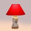 Devansh Conical Red Cotton Shade Lamp With Wood & Mosaic Glass Base For Decoration/Office/Home/Gifting/Study For Decoration/Office/Home/Gifting/Study -(10X10X14.5) Inches -A