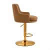 Doe Buck Oliver Adjustable Velvet Bar Stool in Brown Colour with Gold Base