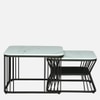 Novus Square Metal Nesting Coffee Table Set Black Finish White Porcelain Top Set Of 2