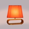 Devansh Orange Cotton Table Lamp With  Wood Natural Base -5